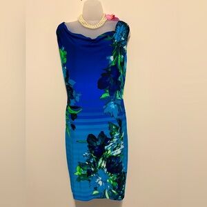 Cache Gorgeous Blue floral dress size L 🌺💫